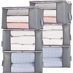 6Pcs Jumbo Zippered Storage Bag for Closet King Comforter, pillow, quilt,bedding